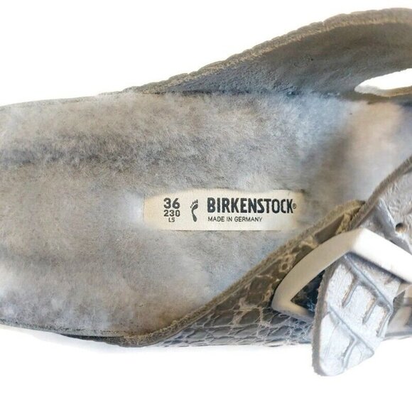 Birkenstock Womens Size 5 Arizona BS Shearling Fur Lined Sandals Croco Two Tone - Picture 2 of 10
